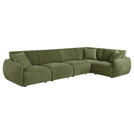 Elysia Green 5-piece Chenille Upholstered Modular Sectional Sofa by Coaster at Eve Furniture