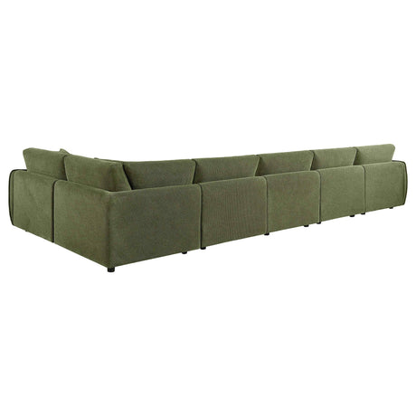 Elysia Green 6-piece Chenille Upholstered Modular Sectional Sofa by Coaster at Eve Furniture