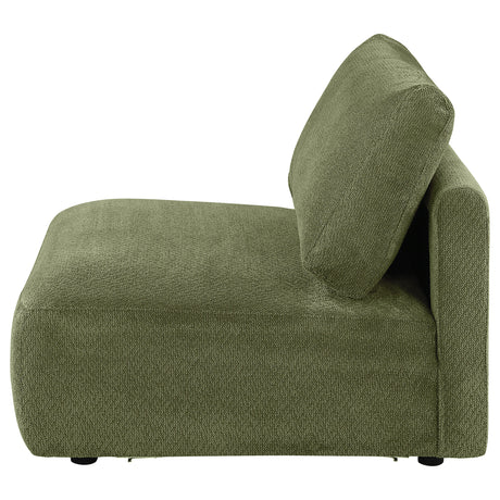 Elysia Green Fabric Upholstered Modular Armless Chair by Coaster at Eve Furniture