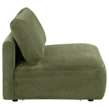 Elysia Green Fabric Upholstered Modular Armless Chair by Coaster at Eve Furniture