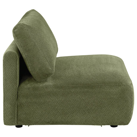 Elysia Green Fabric Upholstered Modular Armless Chair by Coaster at Eve Furniture