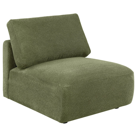 Elysia Green Fabric Upholstered Modular Armless Chair by Coaster at Eve Furniture