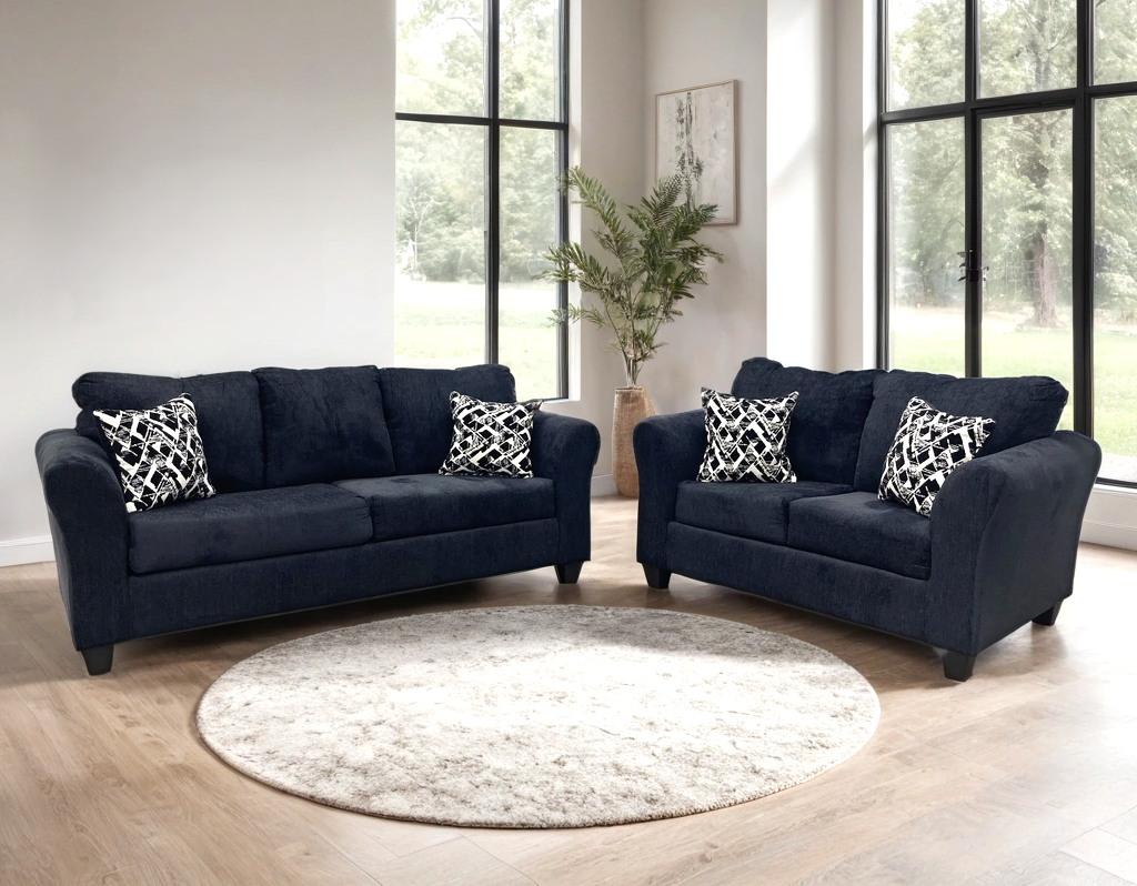 Elysian Black Sofa & Loveseat by Happy Homes at Eve Furniture