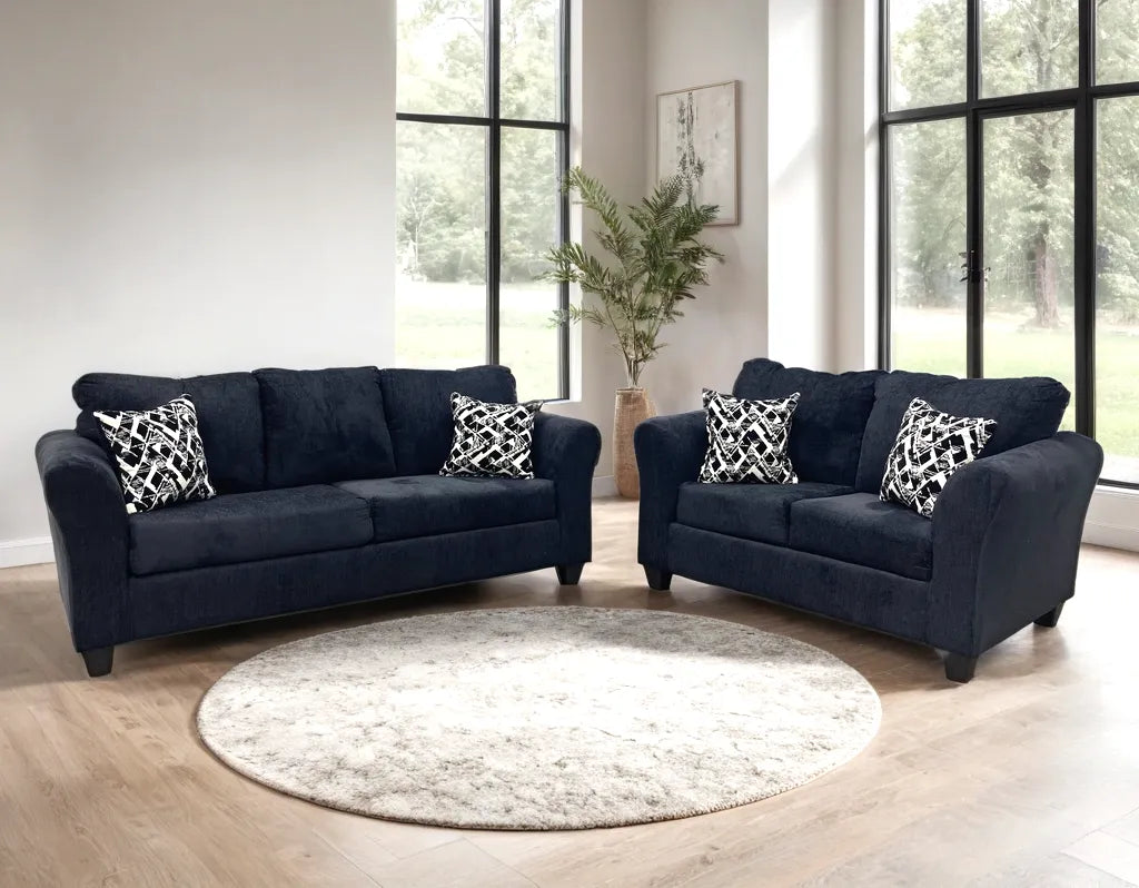 Elysian Black Sofa & Loveseat by Happy Homes at Eve Furniture