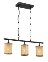 Elysian Three Lights Island With Natural Rattan Shade Farmhouse Chain Ceiling Lamp by Ashcroft Furniture at Eve Furniture