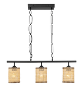 Elysian Three Lights Island With Natural Rattan Shade Farmhouse Chain Ceiling Lamp by Ashcroft Furniture at Eve Furniture