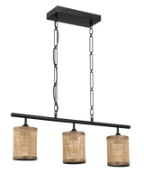 Elysian Three Lights Island With Natural Rattan Shade Farmhouse Chain Ceiling Lamp by Ashcroft Furniture at Eve Furniture