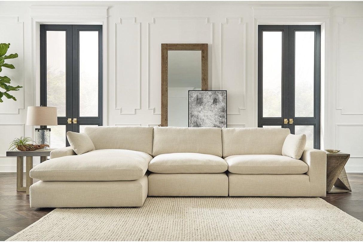Elyza Linen 3-Piece Left Arm Facing Chaise Sectional by Ashley at Eve Furniture