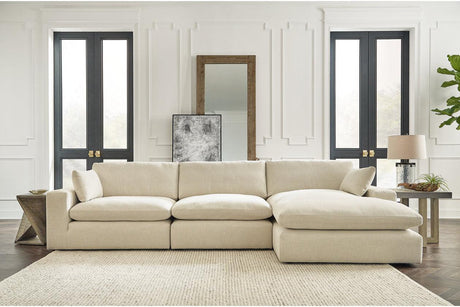 Elyza Linen 3-Piece Right Arm Facing Chaise Sectional by Ashley at Eve Furniture
