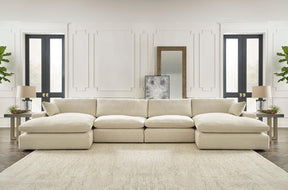 Elyza Linen 4-Piece Double Chaise Sectional by Ashley at Eve Furniture