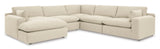 Elyza Linen 5-Piece Left Arm Facing Chaise Sectional by Ashley at Eve Furniture