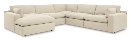 Elyza Linen 5-Piece Left Arm Facing Chaise Sectional by Ashley at Eve Furniture