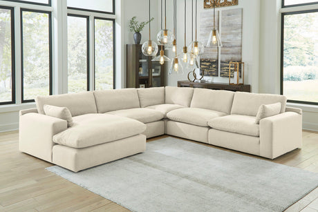 Elyza Linen 5-Piece Left Arm Facing Chaise Sectional by Ashley at Eve Furniture