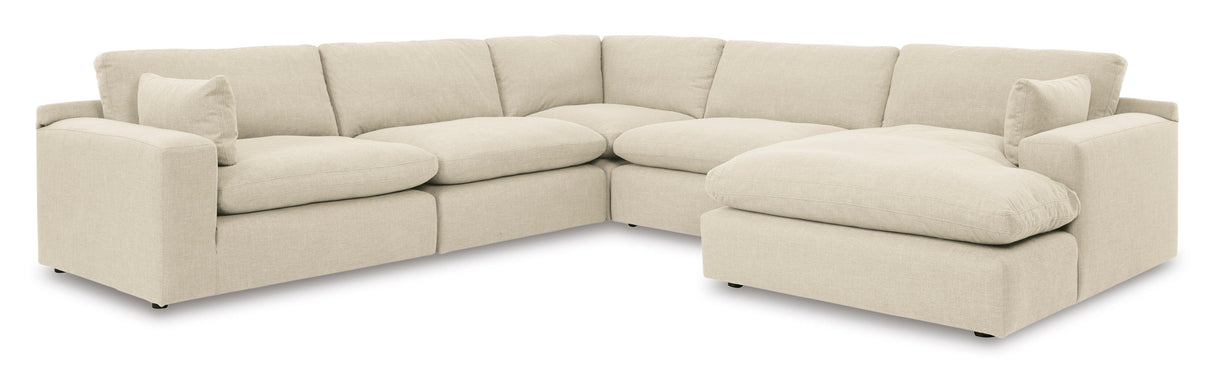 Elyza Linen 5-Piece Right Arm Facing Chaise Sectional by Ashley at Eve Furniture
