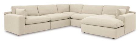 Elyza Linen 5-Piece Right Arm Facing Chaise Sectional by Ashley at Eve Furniture