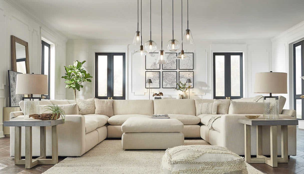 Elyza Linen 8-Piece Chaise Sectional by Ashley at Eve Furniture