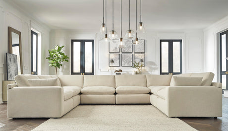 Elyza Linen 8-Piece Chaise Sectional by Ashley at Eve Furniture