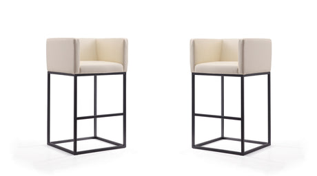 Embassy Barstool in Cream and Black (set of 2) by Manhattan Comfort at Eve Furniture