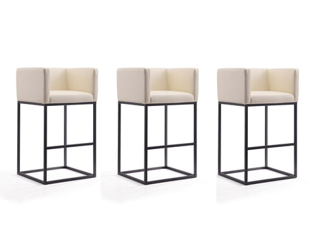 Embassy Barstool in Cream and Black (set of 3) by Manhattan Comfort at Eve Furniture