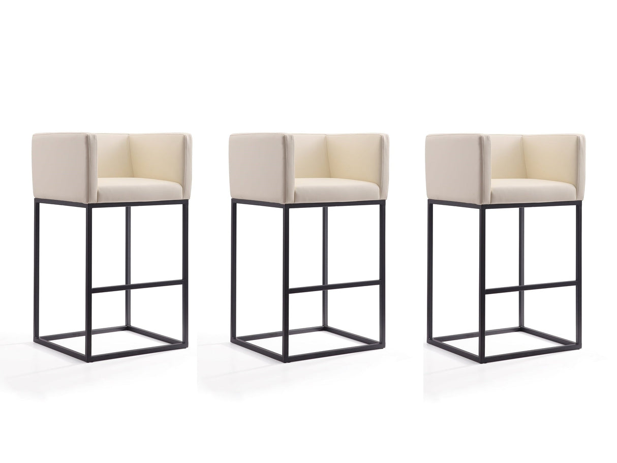 Embassy Barstool in Cream and Black (set of 3) by Manhattan Comfort at Eve Furniture