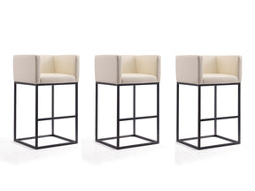 Embassy Barstool in Cream and Black (set of 3) by Manhattan Comfort at Eve Furniture