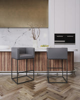 Embassy Barstool in Grey and Black (set of 2) by Manhattan Comfort at Eve Furniture