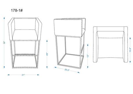 Embassy Barstool in Grey and Black (set of 2) by Manhattan Comfort at Eve Furniture
