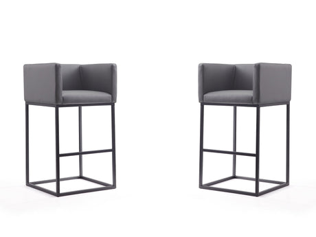 Embassy Barstool in Grey and Black (set of 2) by Manhattan Comfort at Eve Furniture