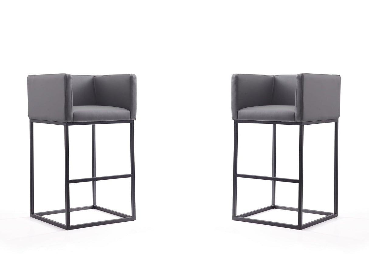 Embassy Barstool in Grey and Black (set of 2) by Manhattan Comfort at Eve Furniture