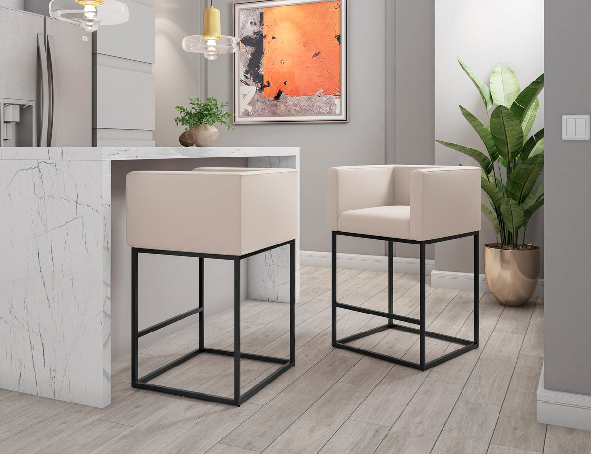 Embassy Counter Stool in Cream and Black (set of 2) by Manhattan Comfort at Eve Furniture