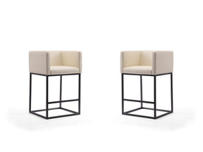 Embassy Counter Stool in Cream and Black (set of 2) by Manhattan Comfort at Eve Furniture