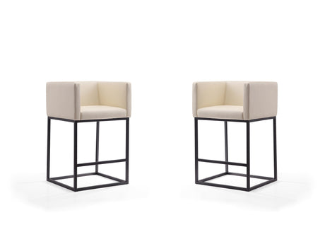 Embassy Counter Stool in Cream and Black (set of 2) by Manhattan Comfort at Eve Furniture