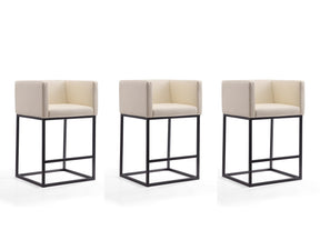 Embassy Counter Stool in Cream and Black (set of 3) by Manhattan Comfort at Eve Furniture