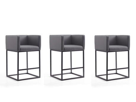 Embassy Counter Stool in Grey and Black (set of 3) by Manhattan Comfort at Eve Furniture