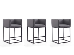 Embassy Counter Stool in Grey and Black (set of 3) by Manhattan Comfort at Eve Furniture