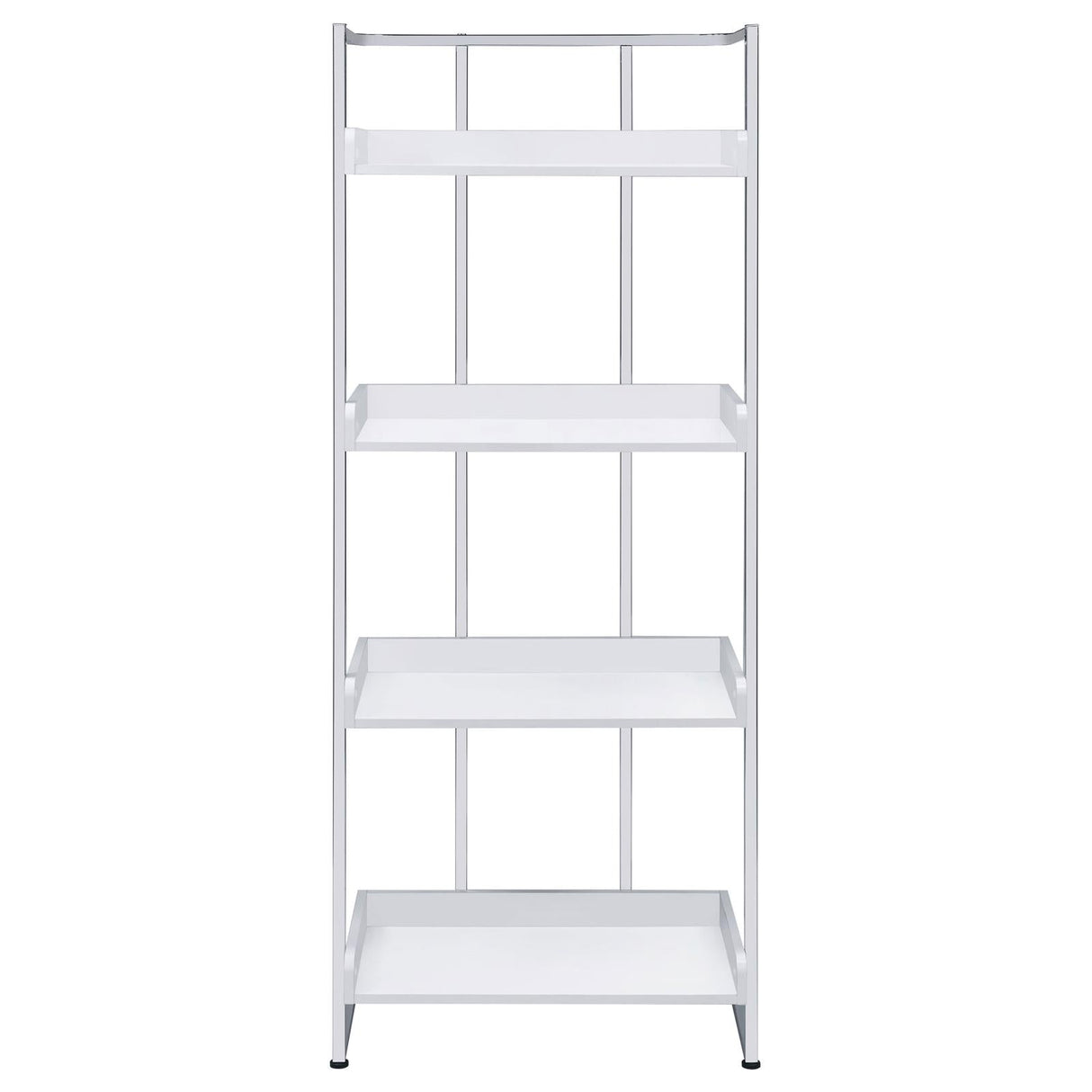 Ember White High Gloss/Chrome 4-Shelf Bookcase