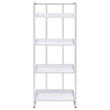 Ember White High Gloss/Chrome 4-Shelf Bookcase