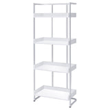 Ember White High Gloss/Chrome 4-Shelf Bookcase