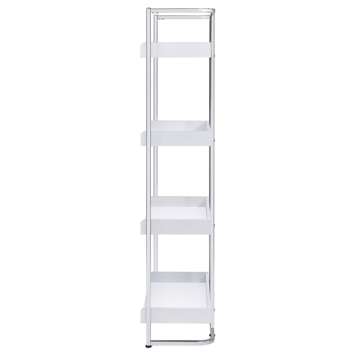 Ember White High Gloss/Chrome 4-Shelf Bookcase