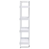 Ember White High Gloss/Chrome 4-Shelf Bookcase