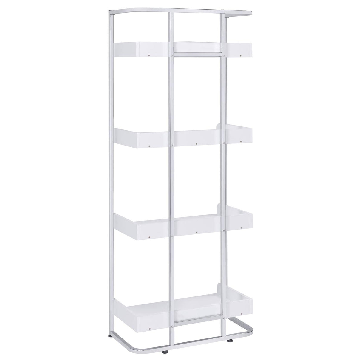 Ember White High Gloss/Chrome 4-Shelf Bookcase