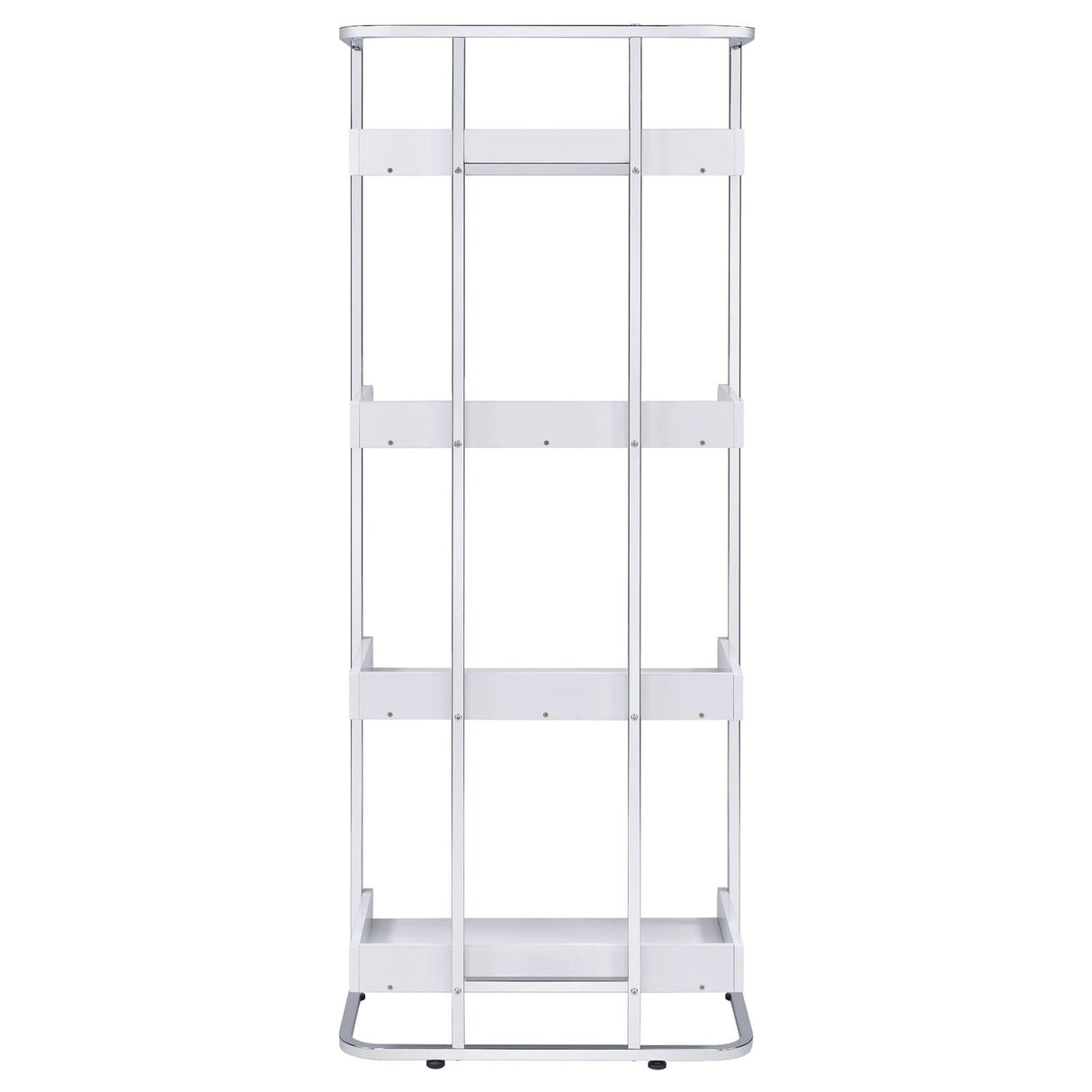 Ember White High Gloss/Chrome 4-Shelf Bookcase