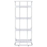 Ember White High Gloss/Chrome 4-Shelf Bookcase