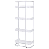 Ember White High Gloss/Chrome 4-Shelf Bookcase