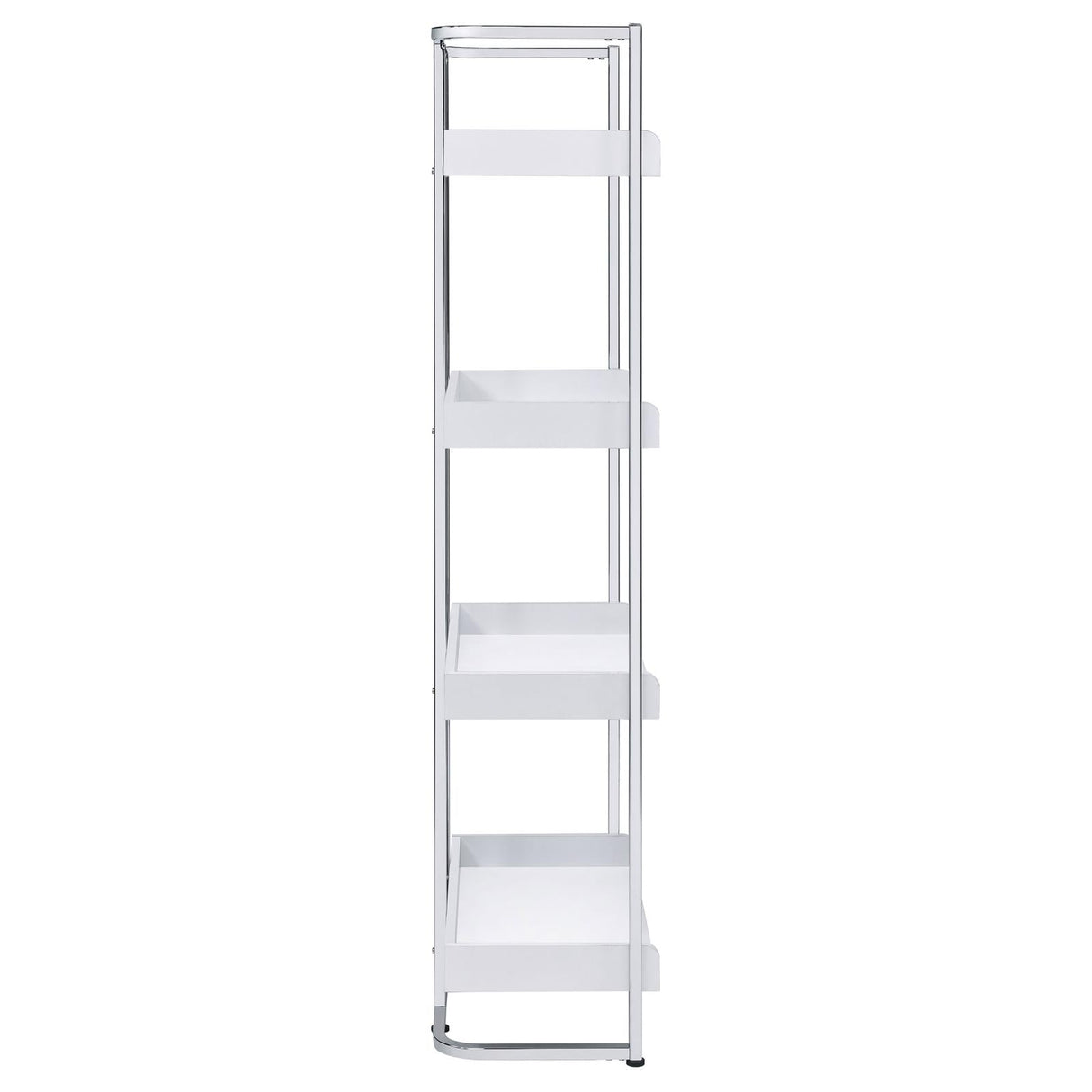 Ember White High Gloss/Chrome 4-Shelf Bookcase