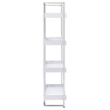 Ember White High Gloss/Chrome 4-Shelf Bookcase