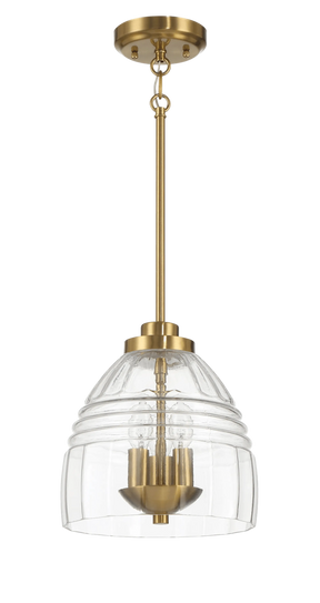 Ember Three Candle Lights Chain Pendant With Clear Glass - Satin Brass by Ashcroft Furniture at Eve Furniture