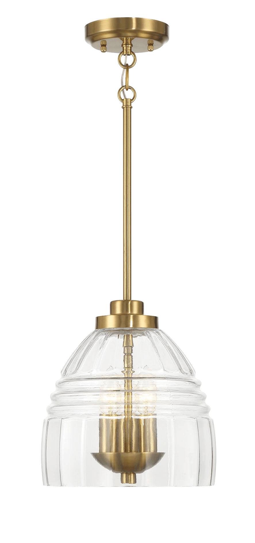 Ember Three Candle Lights Chain Pendant With Clear Glass - Satin Brass