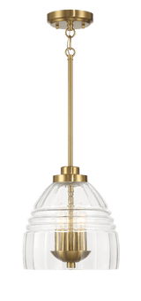 Ember Three Candle Lights Chain Pendant With Clear Glass - Satin Brass