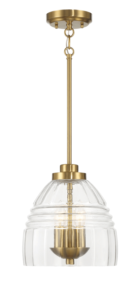 Ember Three Candle Lights Chain Pendant With Clear Glass - Satin Brass by Ashcroft Imports at Eve Furniture